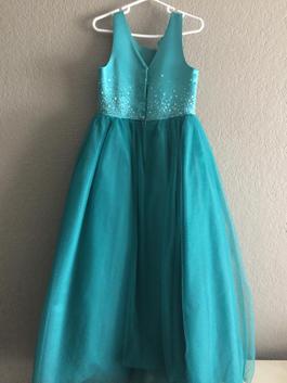 Tiffany Blue Size 0 Floor Length Pageant Ball gown on Queenly