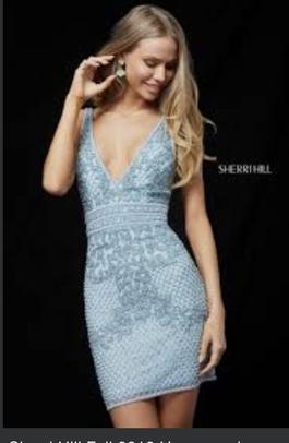 Sherri Hill Blue Size 00 Prom Homecoming Midi Cocktail Dress on Queenly