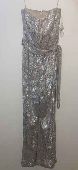 Deess The Population Silver Size 4 Fun Fashion Jumpsuit Dress on Queenly