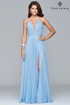 Style 7747 Faviana Light Blue Size 8 Bridesmaid Side slit Dress on Queenly