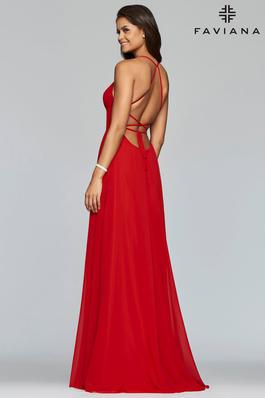 Style S10233 Faviana Red Size 10 Tall Height Side slit Dress on Queenly