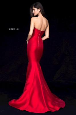 Style 51671 Sherri Hill Red Size 4 Tall Height Side slit Dress on Queenly
