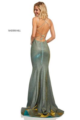 Style 52614 Sherri Hill Green Size 0 Tall Height Turquoise Straight Dress on Queenly