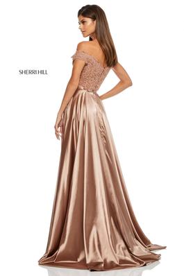 Style 52567 Sherri Hill Gold Size 0 Tall Height Side slit Dress on Queenly