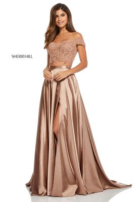 Style 52567 Sherri Hill Gold Size 0 Tall Height Side slit Dress on Queenly