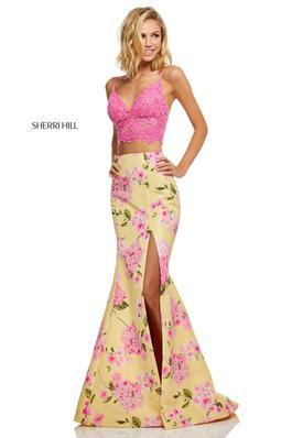 Style 52635 Sherri Hill Pink Size 0 Tall Height Side slit Dress on Queenly