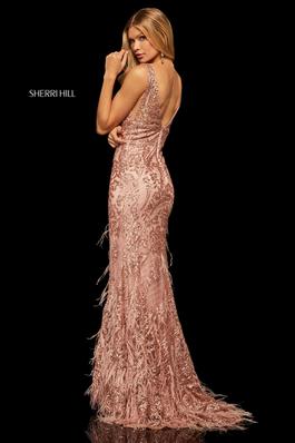 Style 52649 Sherri Hill Pink Size 2 Gold Rose Gold Tall Height Mermaid Dress on Queenly