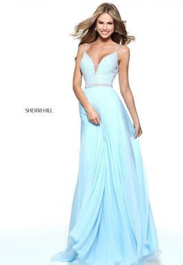 Style 51009 Sherri Hill Light Blue Size 10 Tall Height Ball gown on Queenly