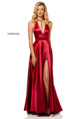 Style 52408 Sherri Hill Red Size 2 Holiday Tall Height Side slit Dress on Queenly