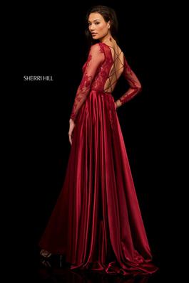 Style 52765 Sherri Hill Red Size 4 Tall Height Side slit Dress on Queenly