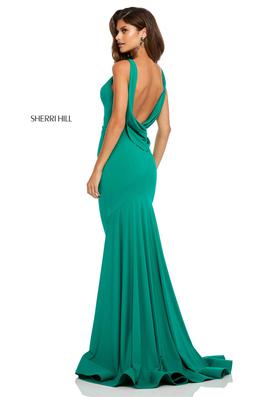 Style 52790 Sherri Hill Green Size 2 Military Emerald Tall Height Mermaid Dress on Queenly
