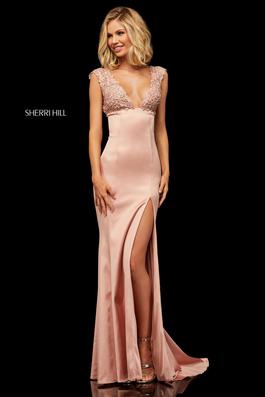 Style 52796 Sherri Hill Pink Size 2 Tall Height Side slit Dress on Queenly