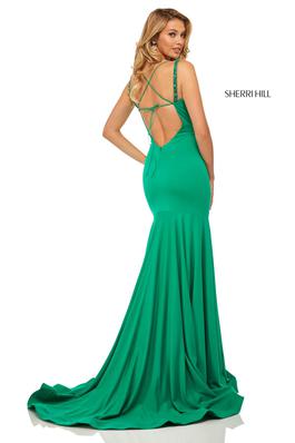 Style 52883 Sherri Hill Green Size 2 Military Emerald Tall Height Mermaid Dress on Queenly
