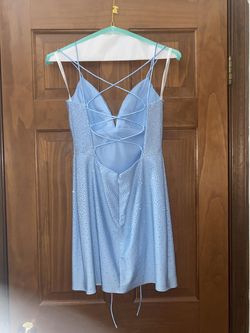 Sherri Hill Light Blue Size 8 Homecoming Shiny Medium Height Cocktail Dress on Queenly