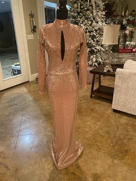 Willfredo Geraldo Pink Size 2 Rose Gold Long Sleeve Backless Straight Dress on Queenly