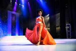 Custom Orange Size 4 Overskirt One Shoulder Sequin Jumpsuit Dress on Queenly