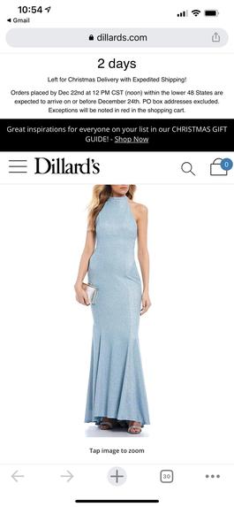 Dillards midnight moon Light Blue Size 8 Boat Neck Mermaid Dress on Queenly