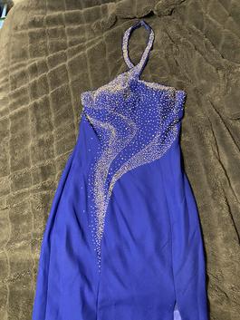 Precious Formals Blue Size 6 Tall Height Side slit Dress on Queenly