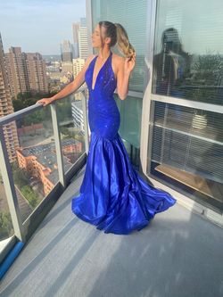 Portia and Scarlett Blue Size 4 Pageant Floor Length Prom Mermaid Dress on Queenly