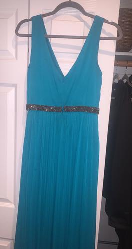 David's Bridal Blue Size 12 Floor Length $300 Straight Dress on Queenly