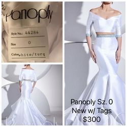 Panoply White Size 0 Two Piece Tall Height Turquoise Mermaid Dress on Queenly
