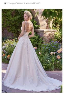 Maggie Sottero Rebecca Ingram Allison SES305 White Size 12 50 Off Sweetheart Tulle A-line Dress on Queenly
