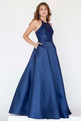Jolene  Blue Size 10 Floor Length Pockets Ball gown on Queenly