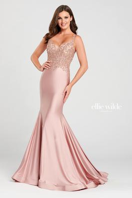 Style EW120007 Ellie Wilde Pink Size 4 Military Mermaid Dress on Queenly