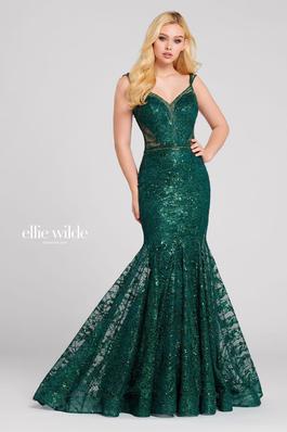 Style EW120030 Ellie Wilde Green Size 4 Emerald Pageant Mermaid Dress on Queenly