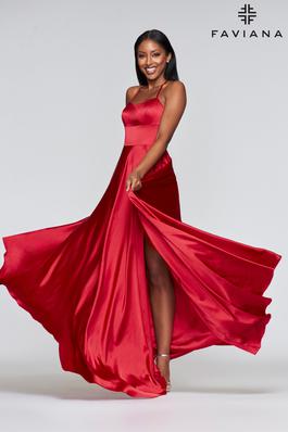 Style S10211 Faviana Red Size 4 Military A-line Straight Dress on Queenly