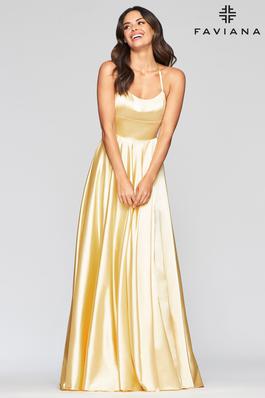 Style S10211 Faviana Yellow Size 4 Military Straight Dress on Queenly
