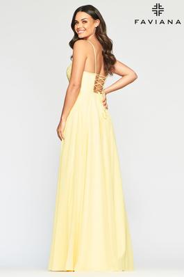 Style S10415 Faviana Yellow Size 2 Straight Dress on Queenly