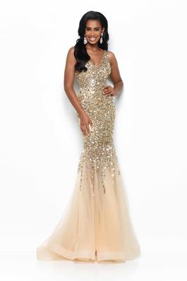 Style 7111 Jasz Couture Gold Size 14 Plus Size Mermaid Dress on Queenly