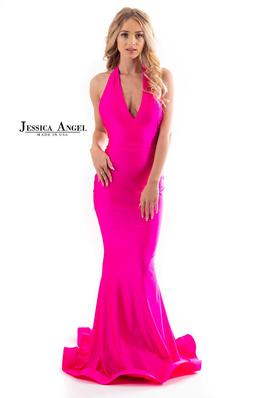 Style 758 Jessica Angel Pink Size 0 Halter Mermaid Dress on Queenly