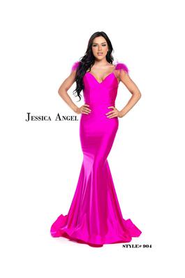 Style 904 Jessica Angel Pink Size 0 Feather One Shoulder Mermaid Dress on Queenly