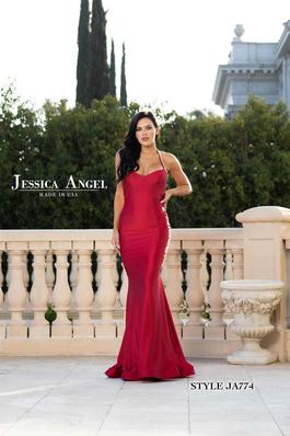 Style 774 Jessica Angel Red Size 0 Halter Mermaid Dress on Queenly