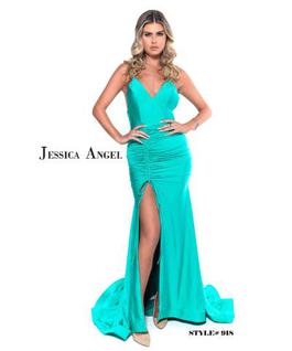 Style 918 Jessica Angel Green Size 4 Side slit Dress on Queenly