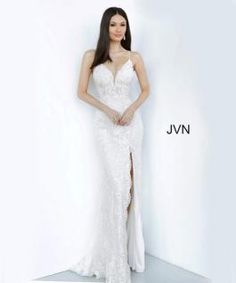 Style JVN00864 Jovani White Size 4 Side slit Dress on Queenly