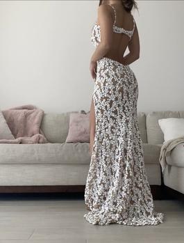 Sherri Hill White Size 2 Floor Length Jewelled Sheer Side slit Dress on Queenly