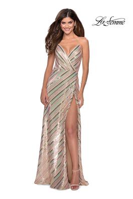 Style 28717 La Femme Multicolor Size 6 Side slit Dress on Queenly