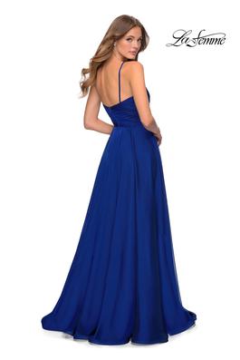 Style 28611 La Femme Blue Size 2 Side slit Dress on Queenly