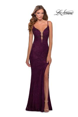 Style 28556 La Femme Red Size 6 Fitted Side slit Dress on Queenly