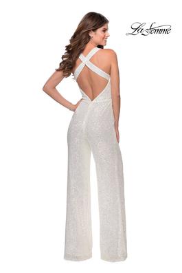 Style 28719 La Femme White Size 6 Jumpsuit Dress on Queenly