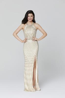 Style 3411 Primavera Nude Size 10 Side slit Dress on Queenly