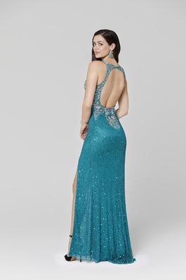 Style 3426 Primavera Blue Size 0 Teal Side slit Dress on Queenly