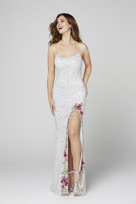 Style 3427 Primavera White Size 6 Side slit Dress on Queenly