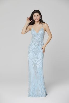 Style 3428 Primavera Blue Size 14 Plus Size Mermaid Dress on Queenly