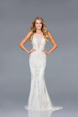 Style 48787 Scala White Size 4 Ivory Pageant Mermaid Dress on Queenly