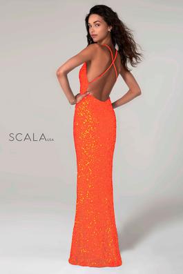 Style 60141 Scala Orange Size 2 Pink Side slit Dress on Queenly
