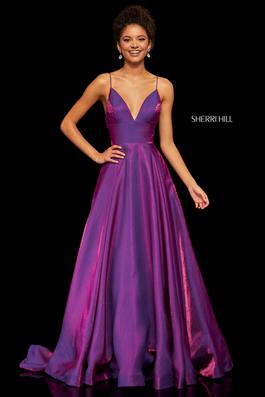 Style 52424 Sherri Hill Purple Size 10 Prom Ball gown on Queenly